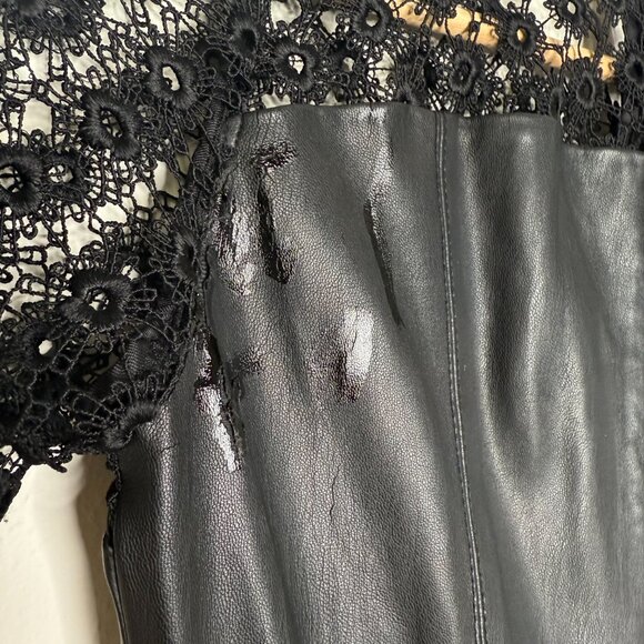 Zara | Faux Leather and Lace Black Mini Dress - XS - Picture 8 of 11
